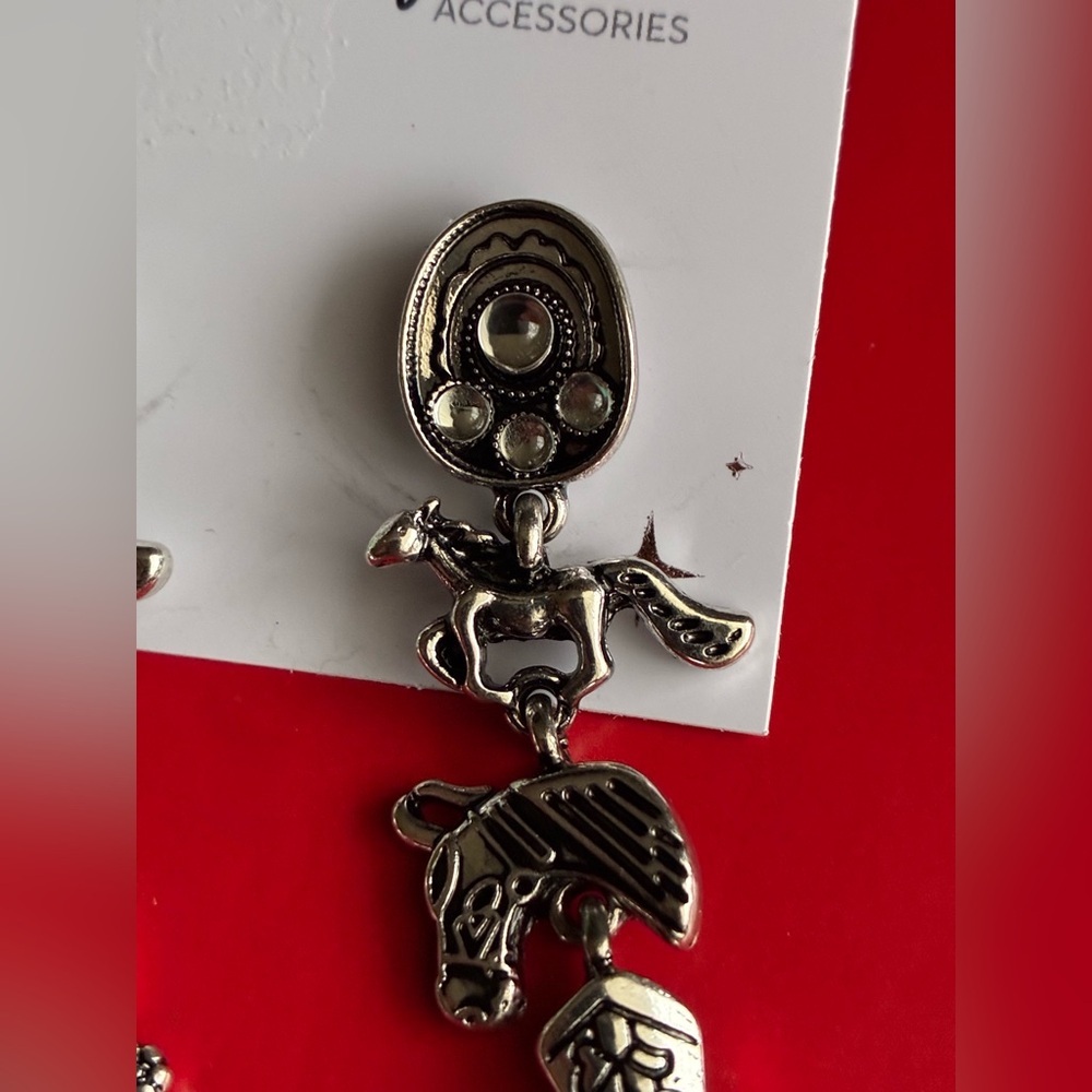 Cowboy Charm Silver Earrings - Picture 5 of 6